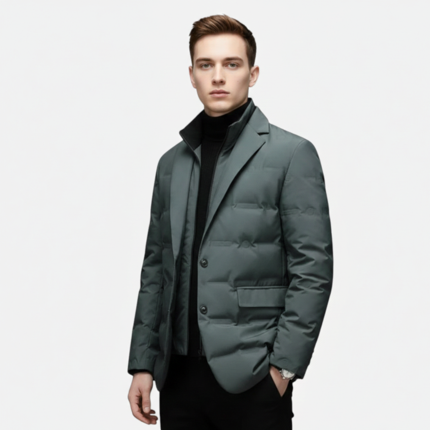 Men Quilted Blazer Jacket Padded Winter Stylish