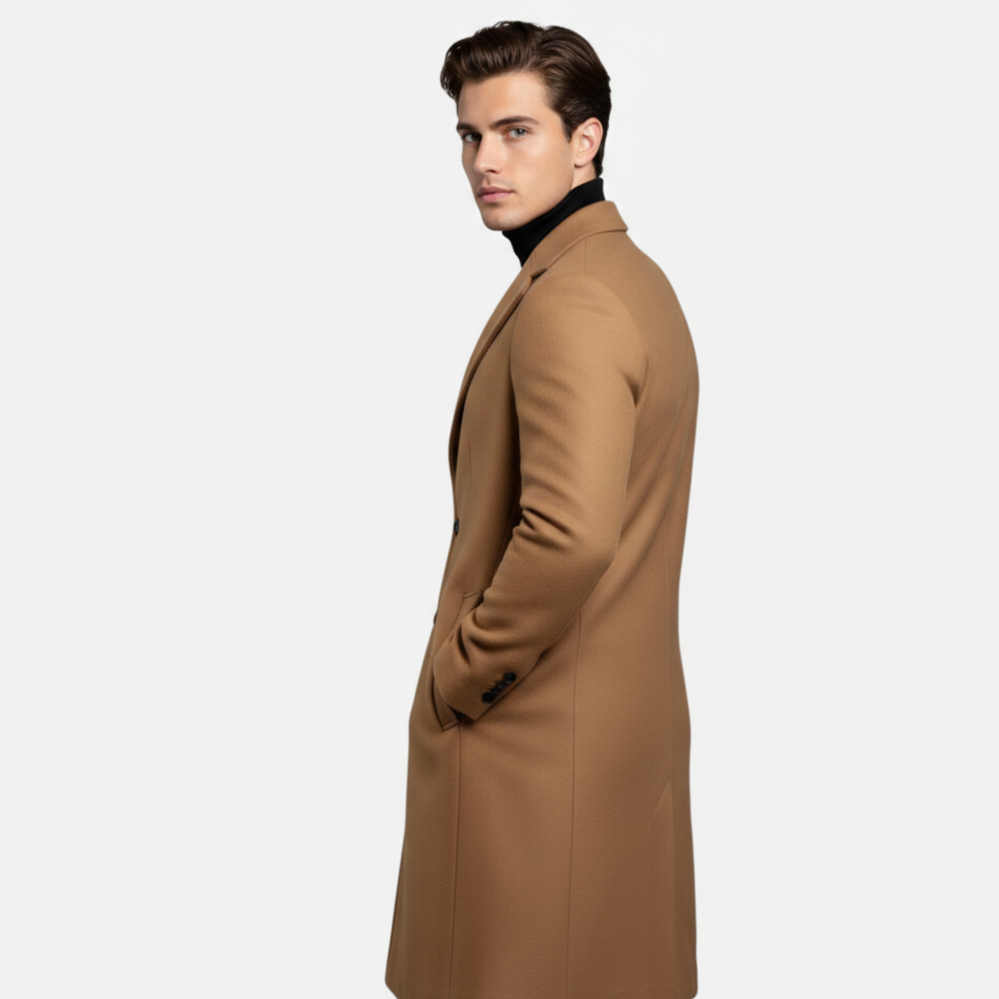 Men Winter Coat Classic Elegant Long Wool