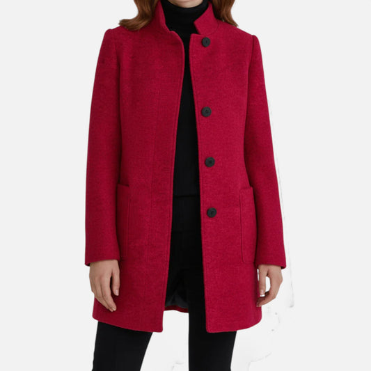 Sophia | Elegant Wool Blend Coat with Stand Collar 0