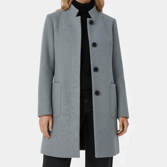 Sophia | Elegant Wool Blend Coat with Stand Collar 1